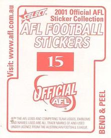 2001 Select AFL Stickers #15 Matthew Lloyd Back